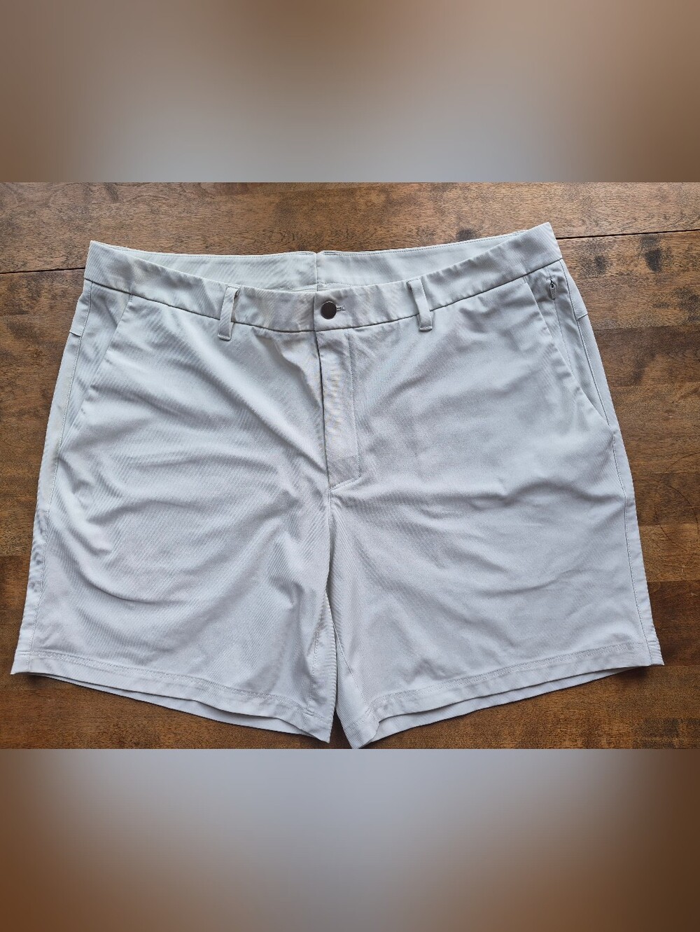 CRZ YOGA Men's Light Khaki Flat Front Performance Shorts